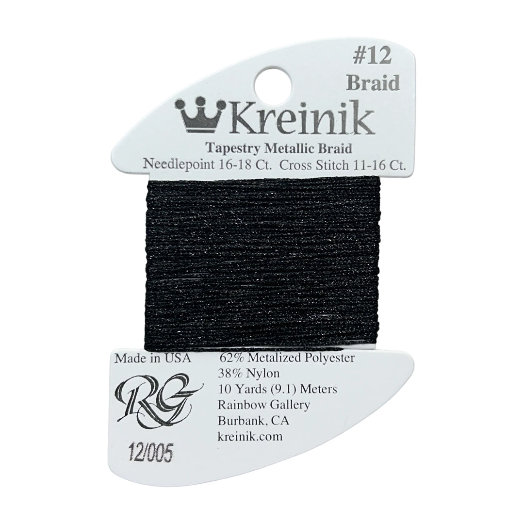Kreinik Kreinik #4 Very Fine Braid 005 Black needlepoint thread