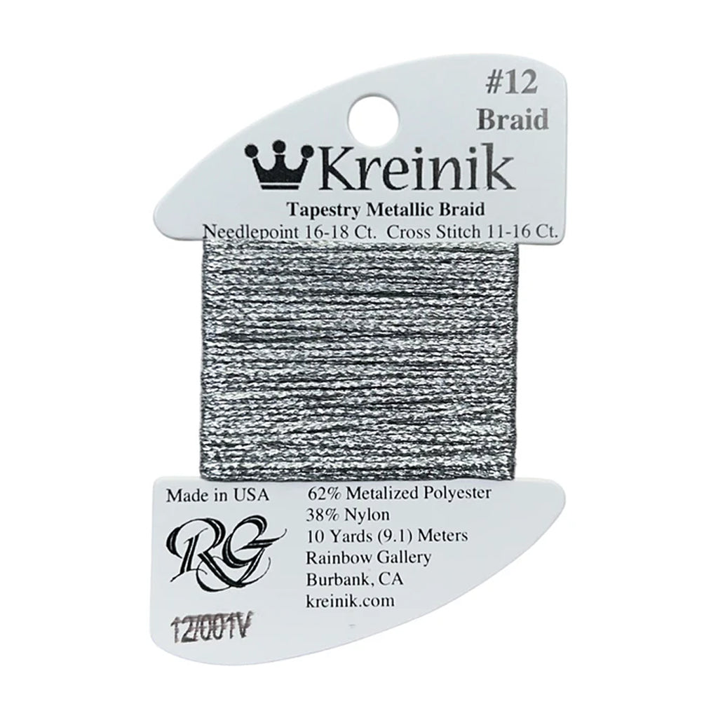 Kreinik Kreinik #4 Very Fine Braid 001 Silver needlepoint thread