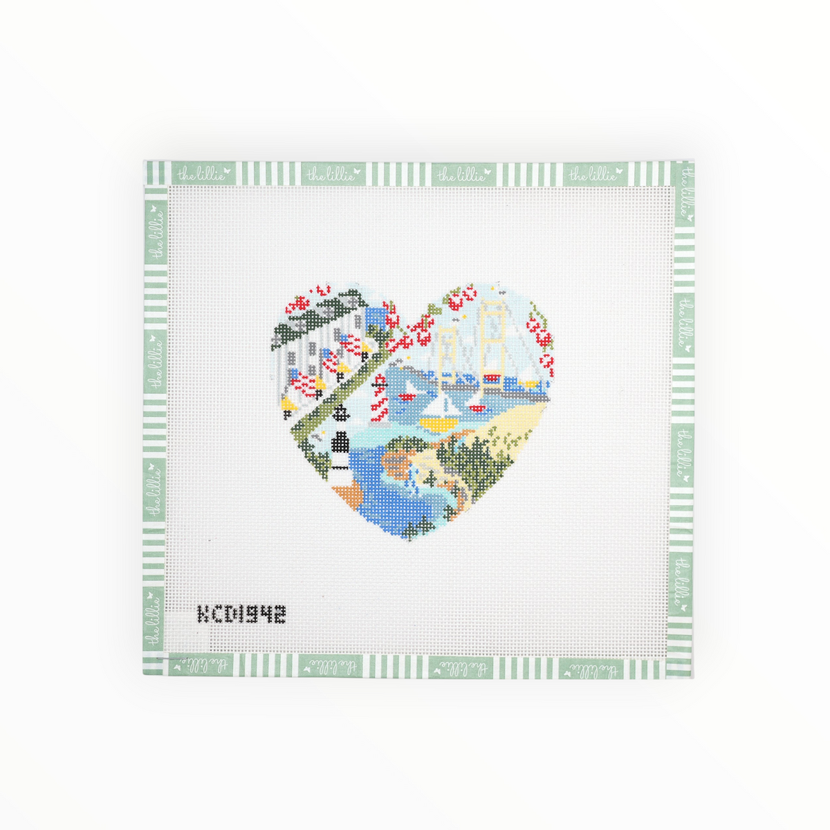 Michigan Heart needlepoint canvas by KCN Designers