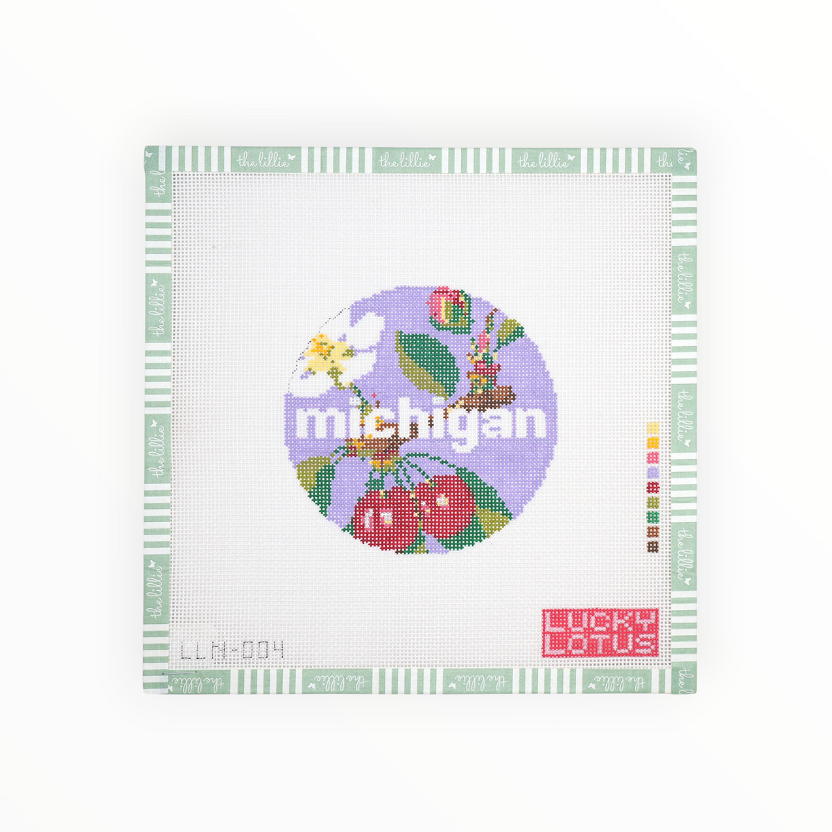 Michigan Round needlepoint canvas by Lucky Lotus