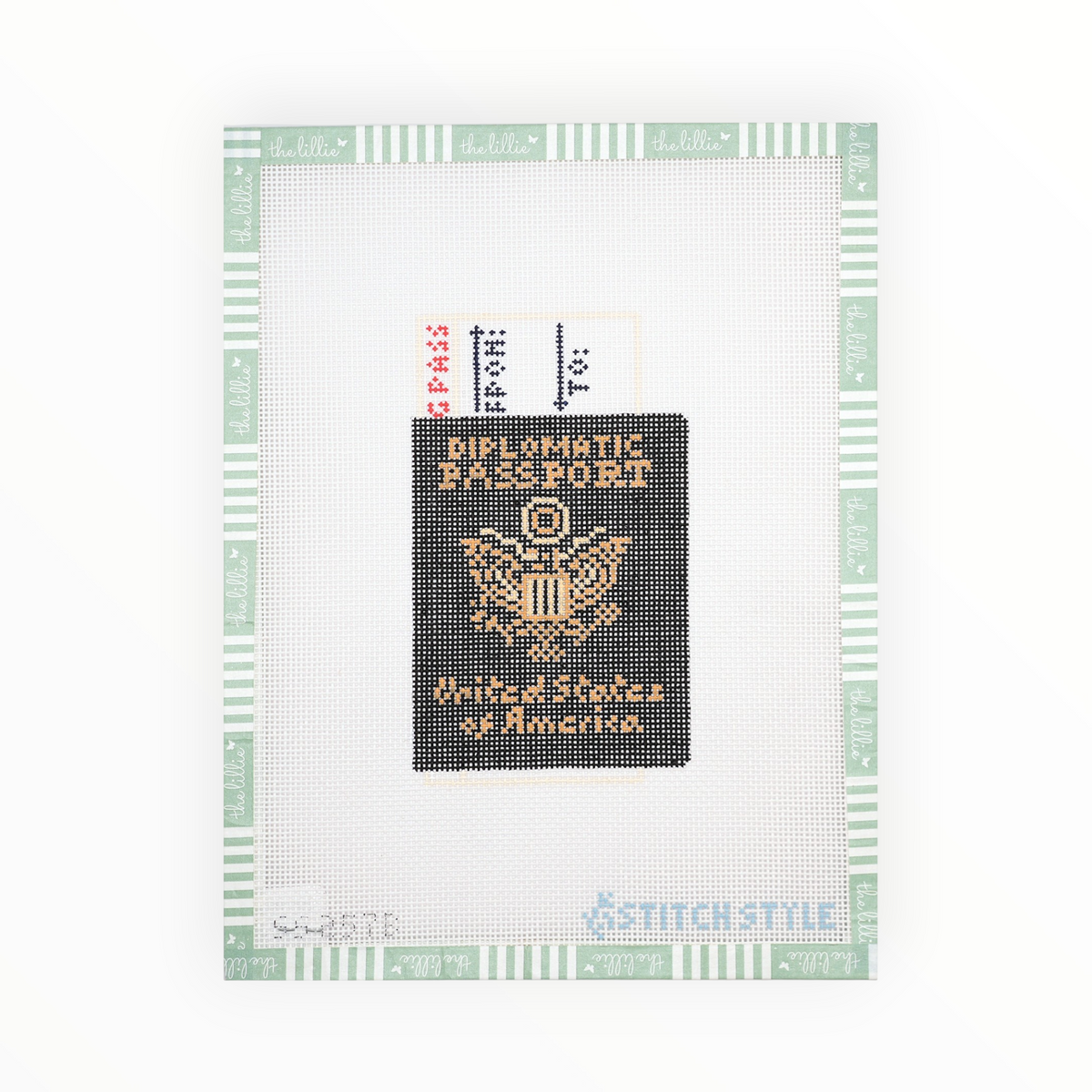 Passport - Black needlepoint canvas by Stitch Style