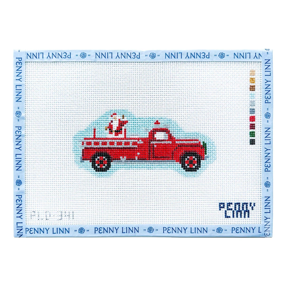 Nantucket Stroll Santa on Truck needlepoint canvas