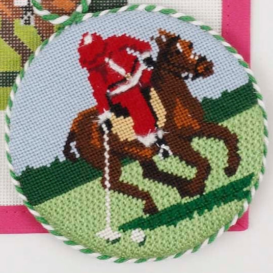 Sporty Santa Ornament - Polo Player stitched sample