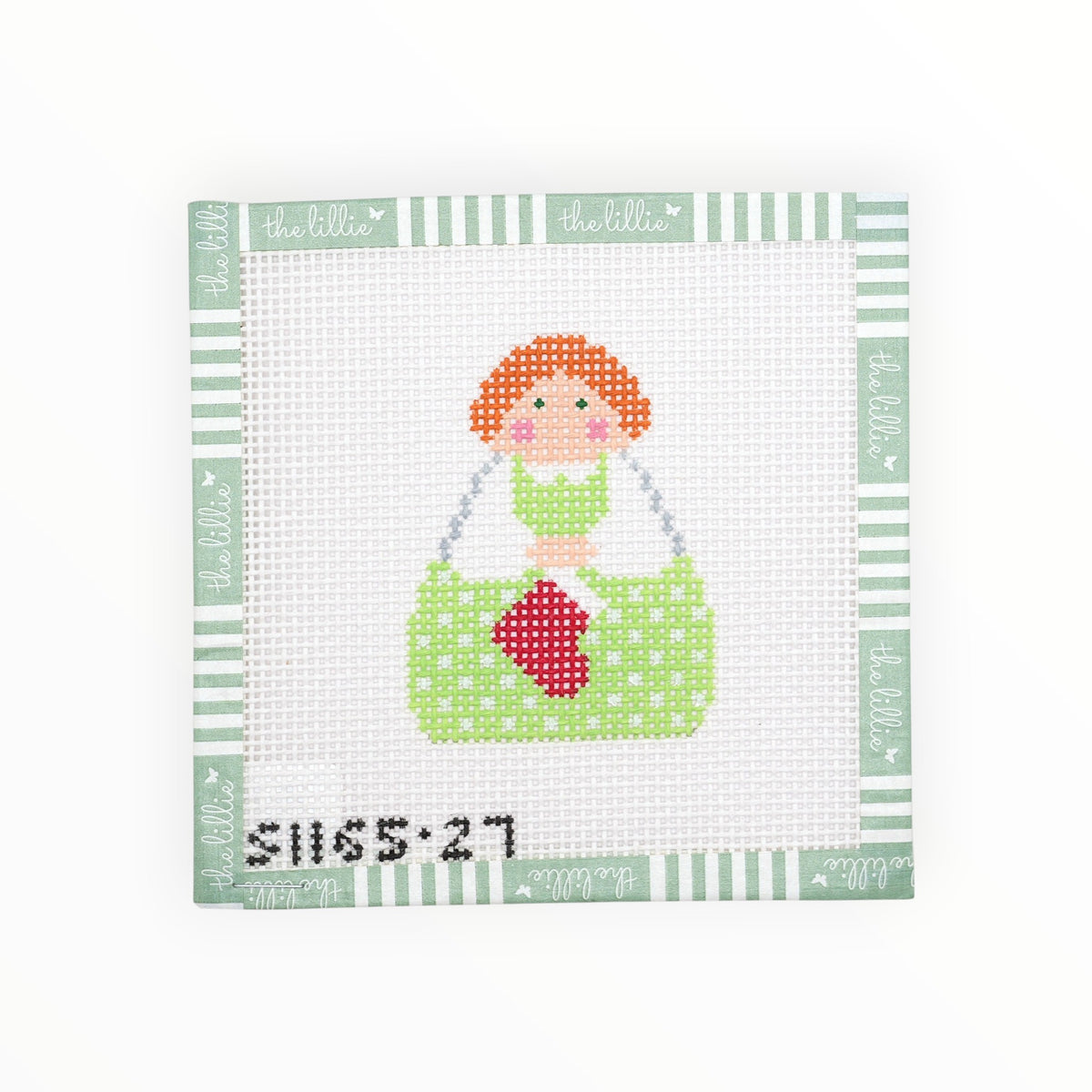 Red Stocking Angel needlepoint canvas by KCN Designers