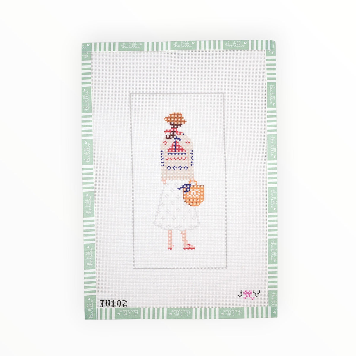 Sailboat Girl needlepoint canvas by Jennifer Vallez Needlepoint