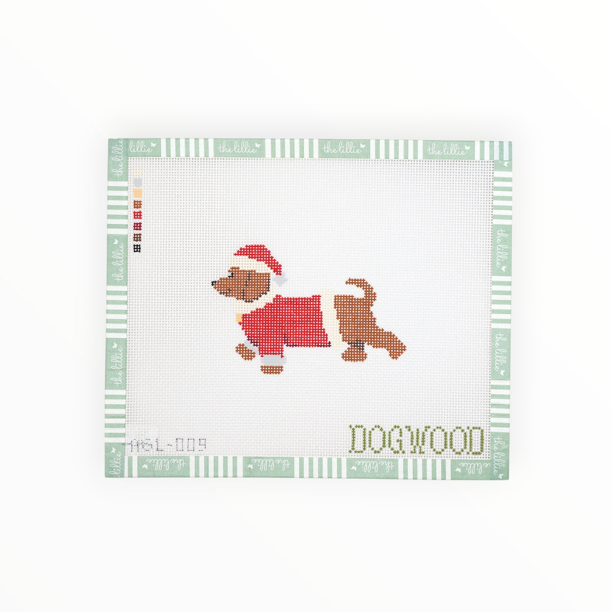 Santa Dachshund needlepoint canvas by Dogwood Needlepoint