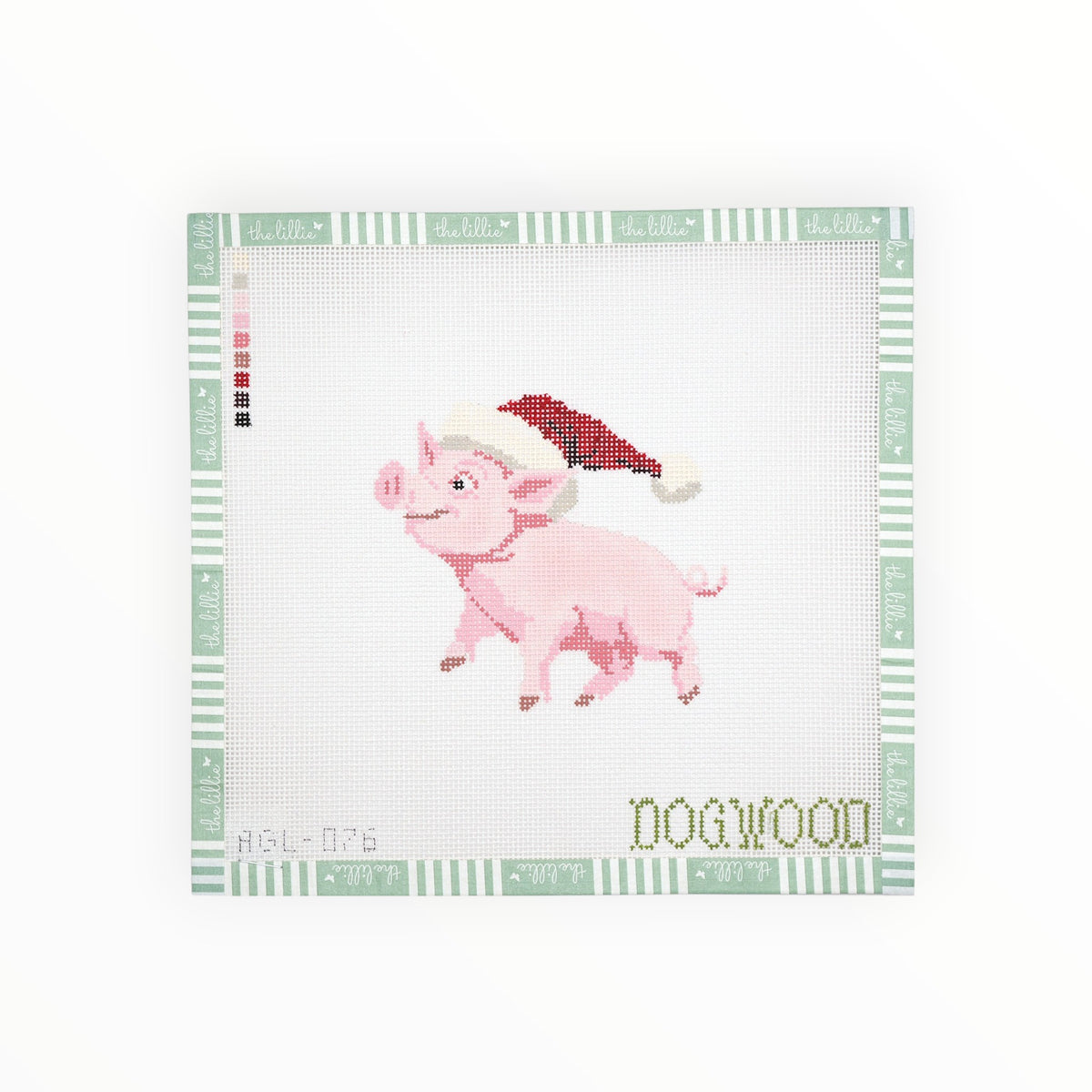 Santa Pig needlepoint canvas by Dogwood Needlepoint