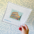 Rome Colosseum Travel Stamp needlepoint canvas