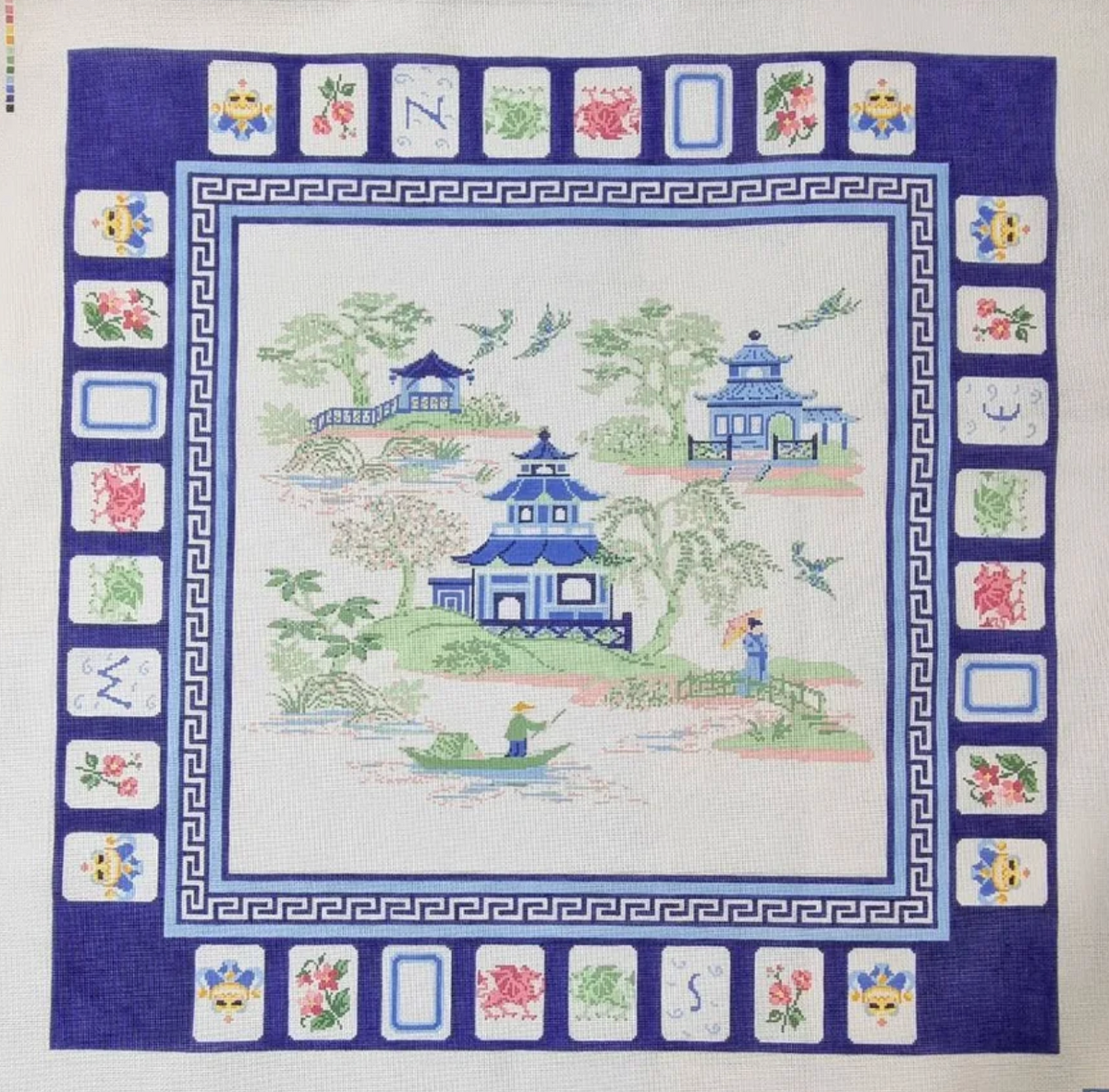 Mahj Mat needlepoint canvas by Maura Nolan Designs