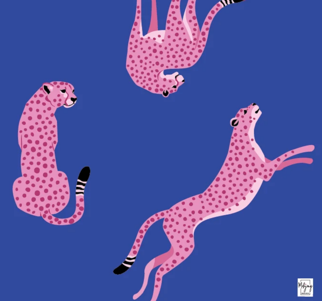 Flirty Leopards Mat - Cobalt Blue