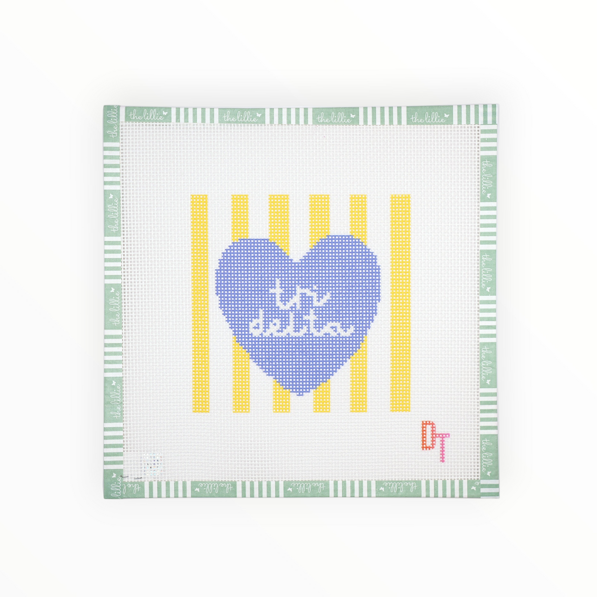 Sorority Heart Needlepoint Canvas: DELTA DELTA DELTA