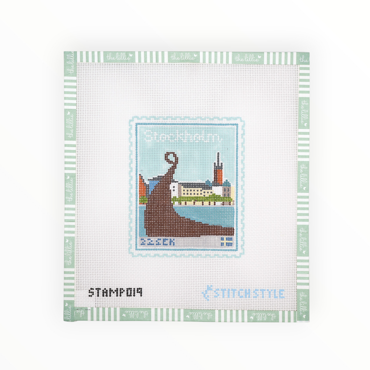 Stockholm Stamp needlepoint canvas by Stitch Style