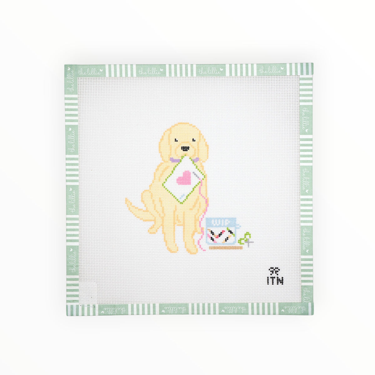This Little Puppy Ate My WIP needlepoint canvas by Ivy Thread Needlepoint