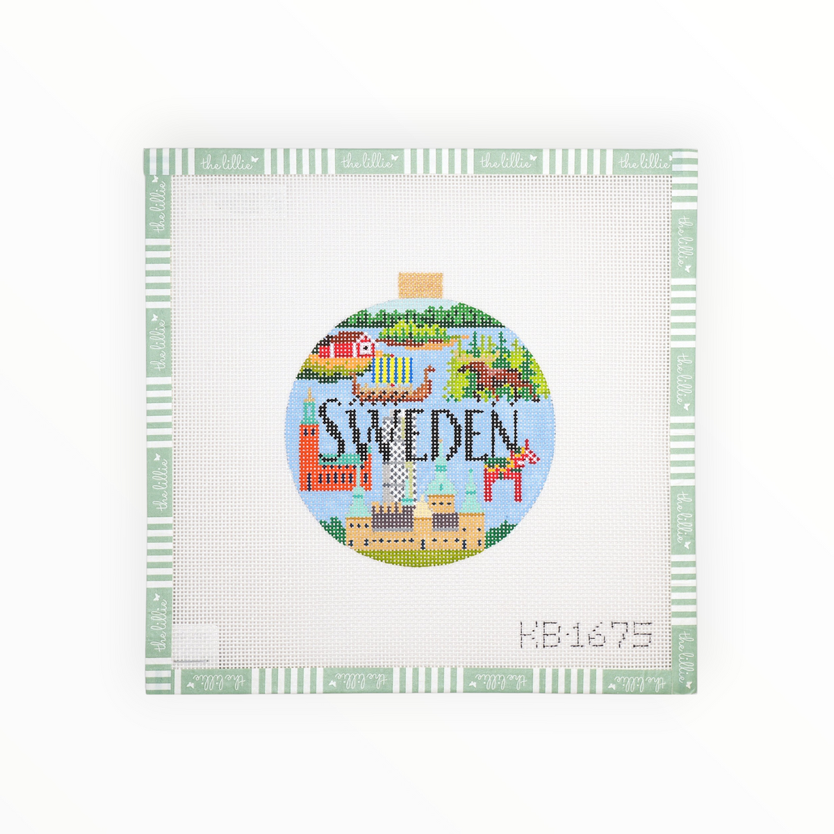 Travel Round - Sweden needlepoint canvas by Bradley Needlepoint Company