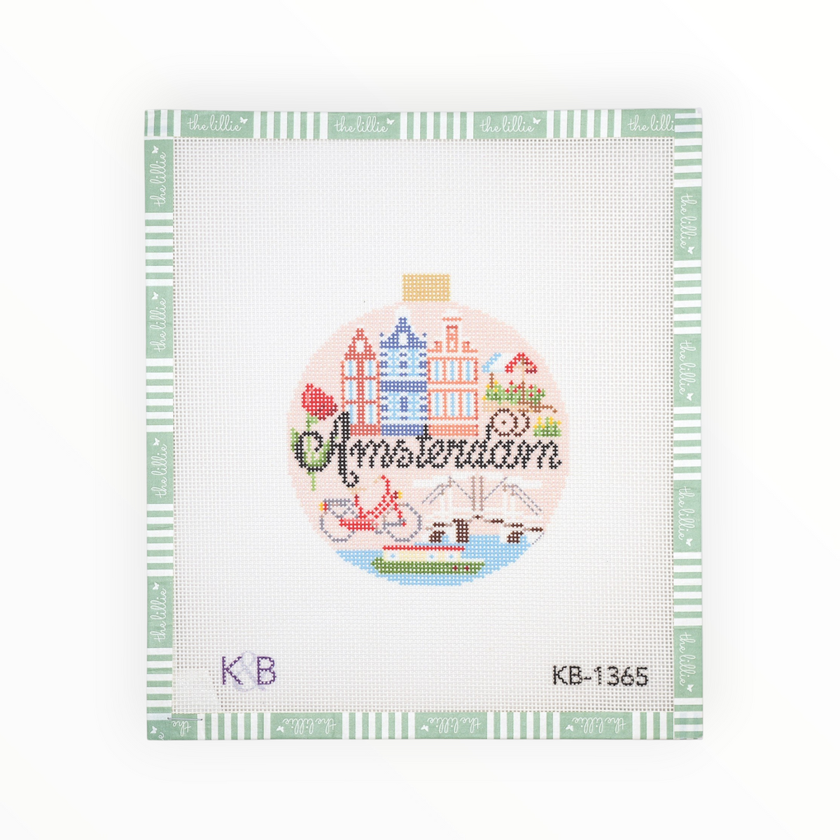 Travel Round – Amsterdam needlepoint canvas by Bradley Needlepoint Company