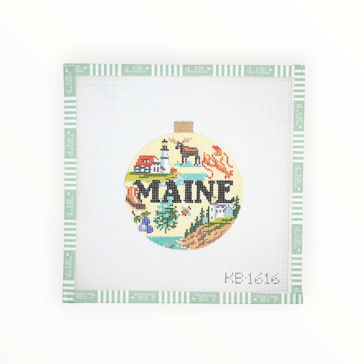 Travel Round – Maine needlepoint canvas by Bradley Needlepoint Company