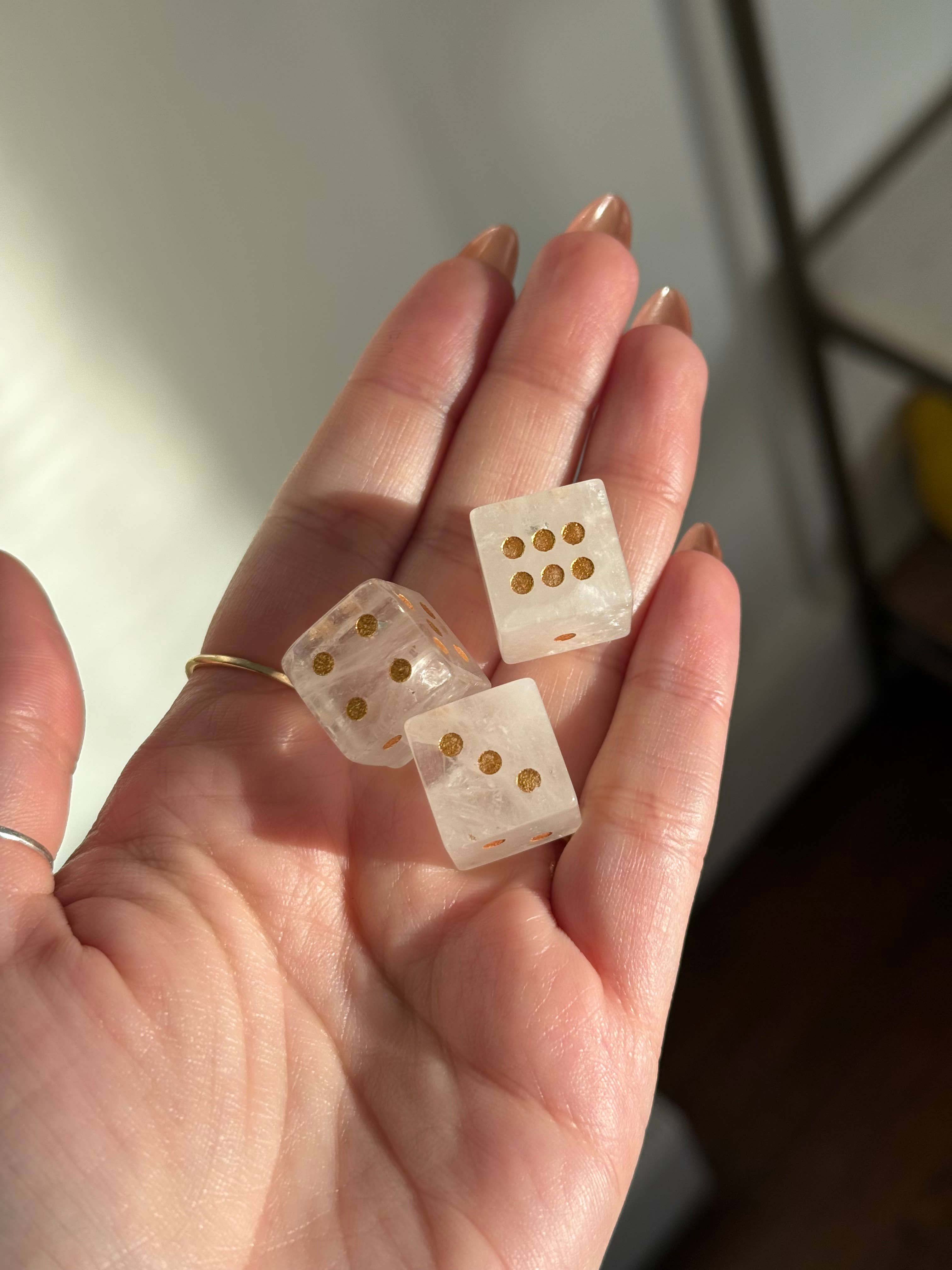 The Lillie Crystal Dice Set - Clear Quartz