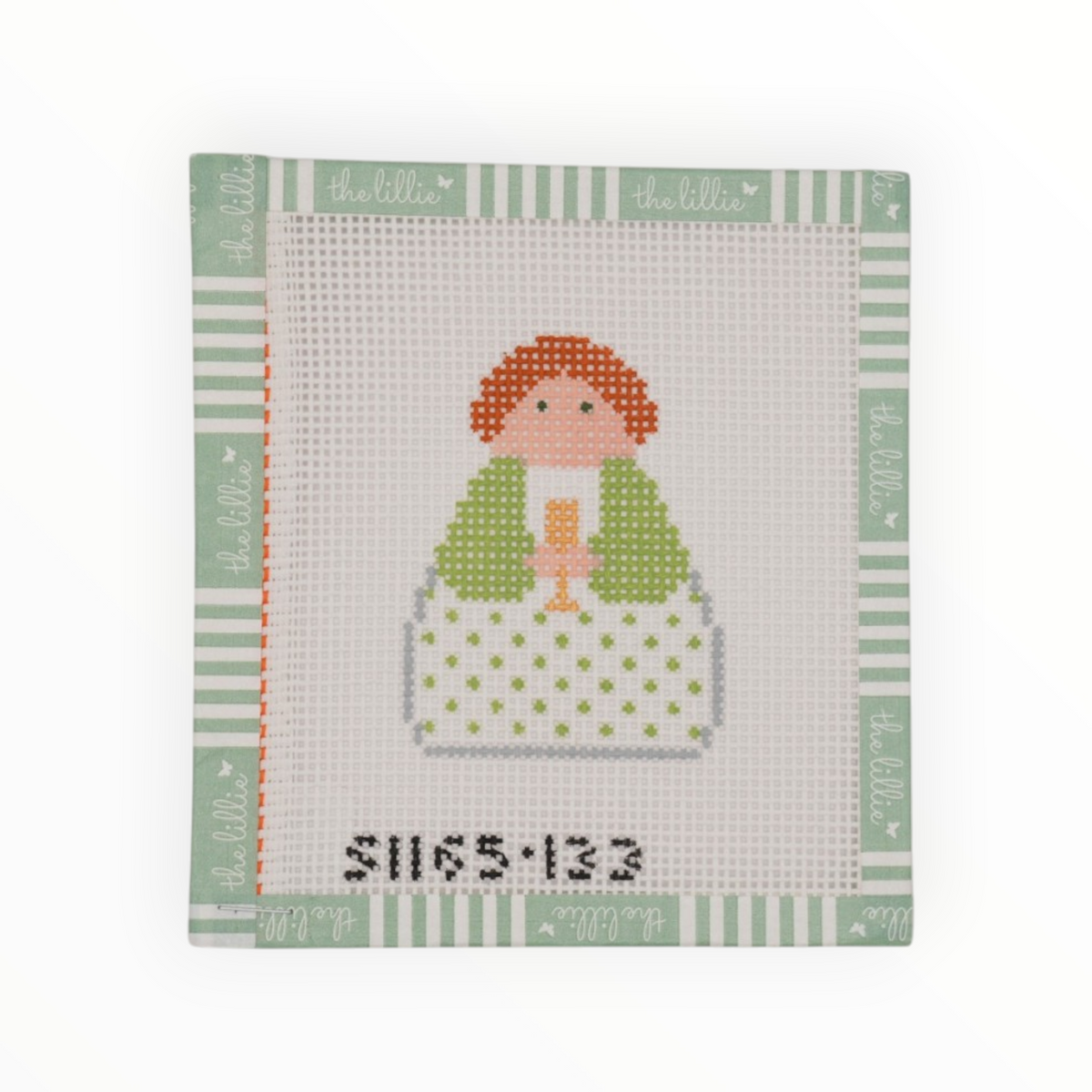 Glass of Champagne Angel needlepoint canvas by KCN Designers, 18 mesh
