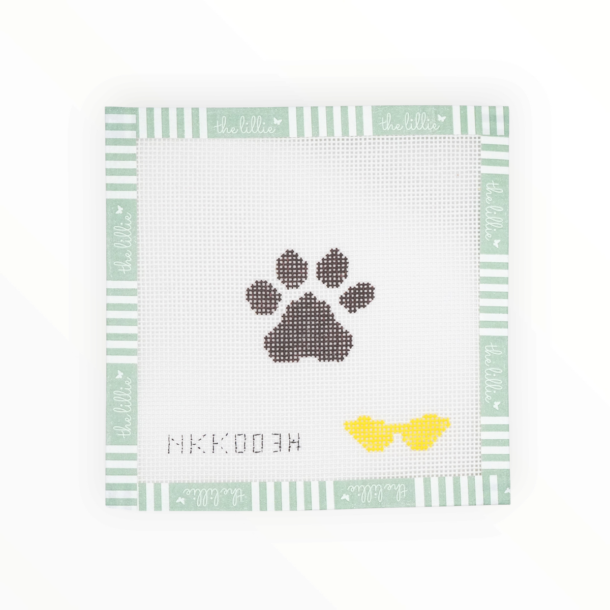 Mini Paw Print needlepoint canvas by Audra Stitches, 18 mesh