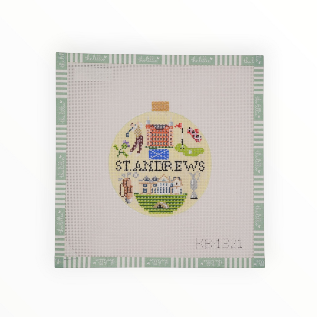 Sporting Round – St. Andrew needlepoint canvas by Bradley Needlepoint Company, 18 mesh