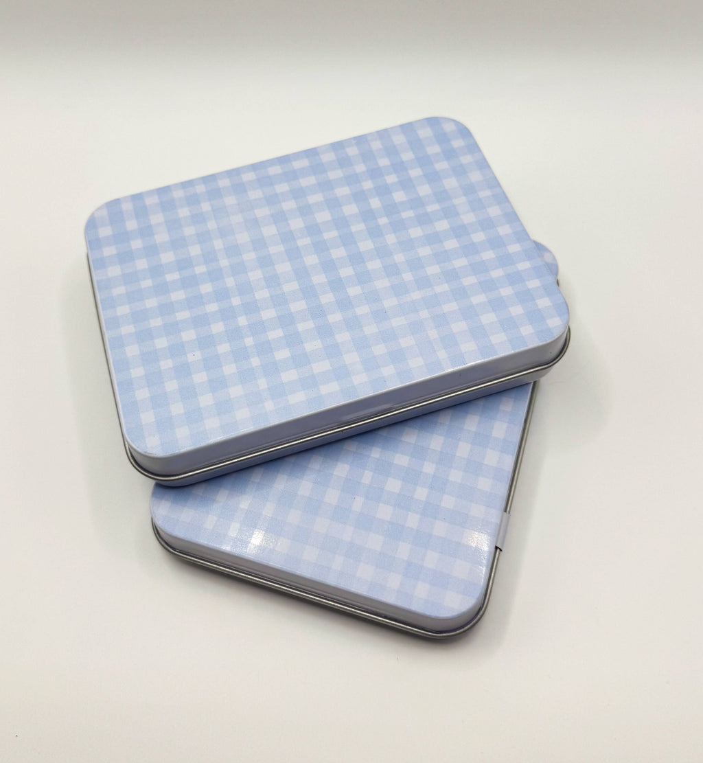 Blue Gingham Magnetic Needle Tin | Needlepoint Accessories
