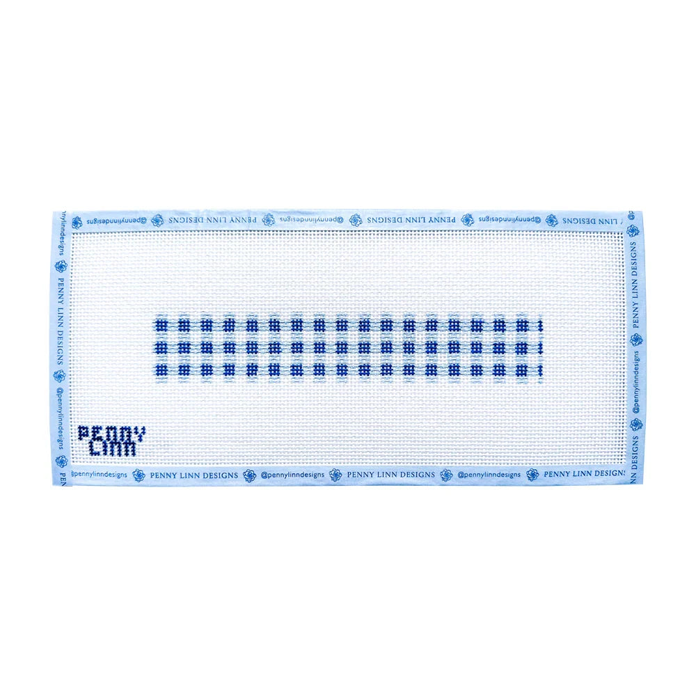 Large Gingham Key Fob - Blue | Needlepoint Canvas
