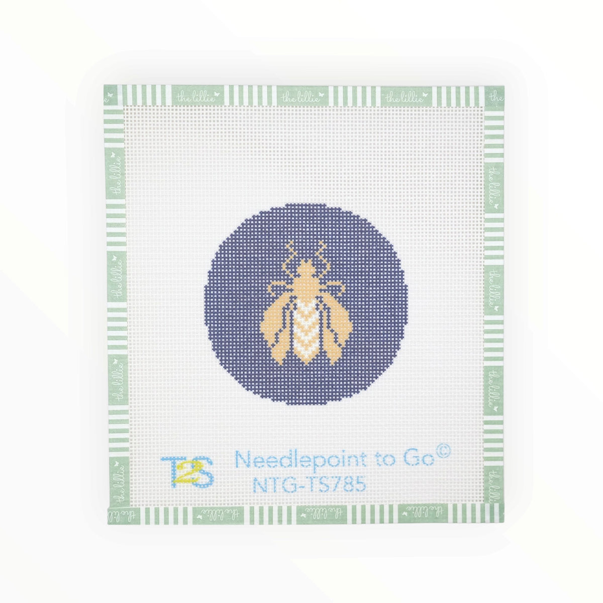 Bee Round/Blue | Needlepoint Canvas