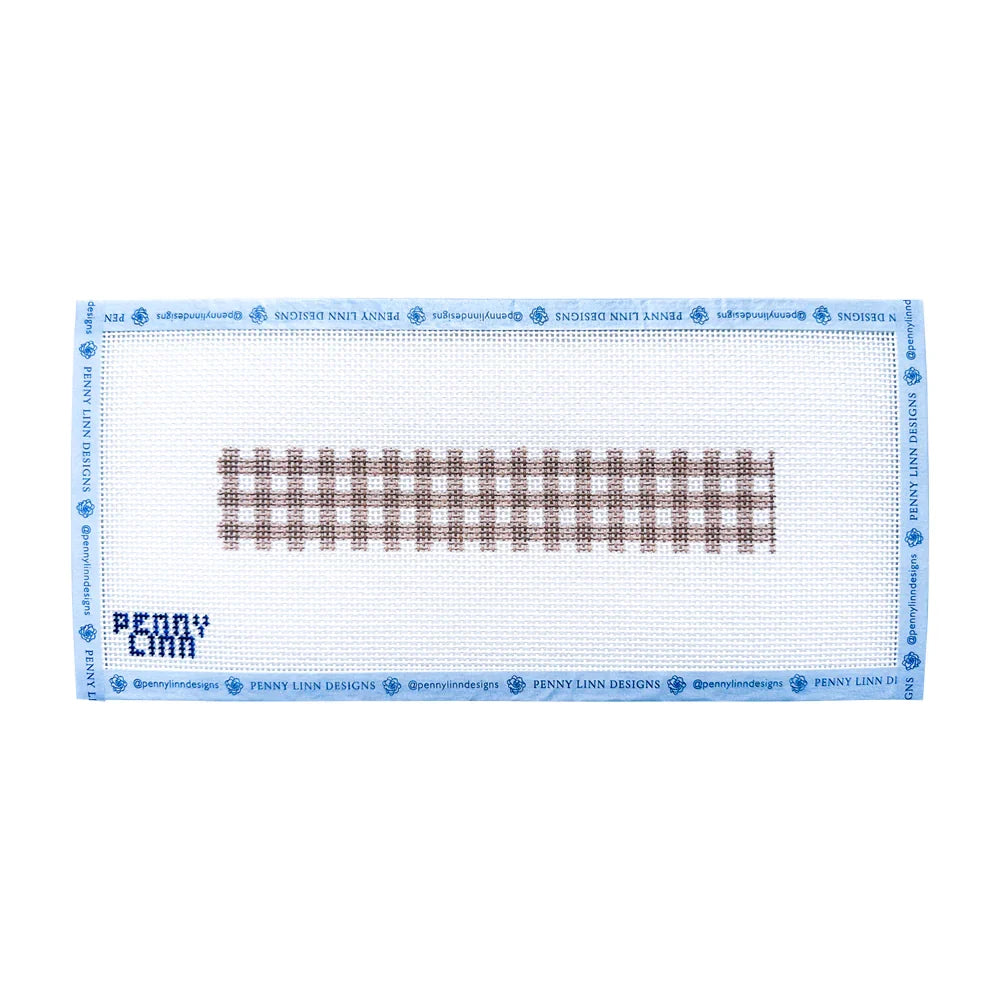 Large Gingham Key Fob – Beige needlepoint canvas by Penny Linn Designs