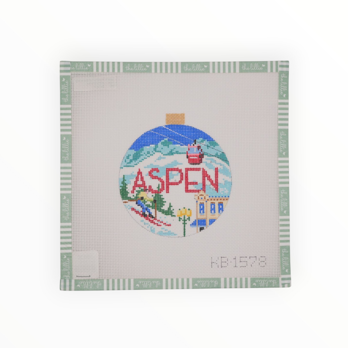 Ski Resorts – Aspen needlepoint canvas by Bradley Needlepoint Company, 18 mesh
