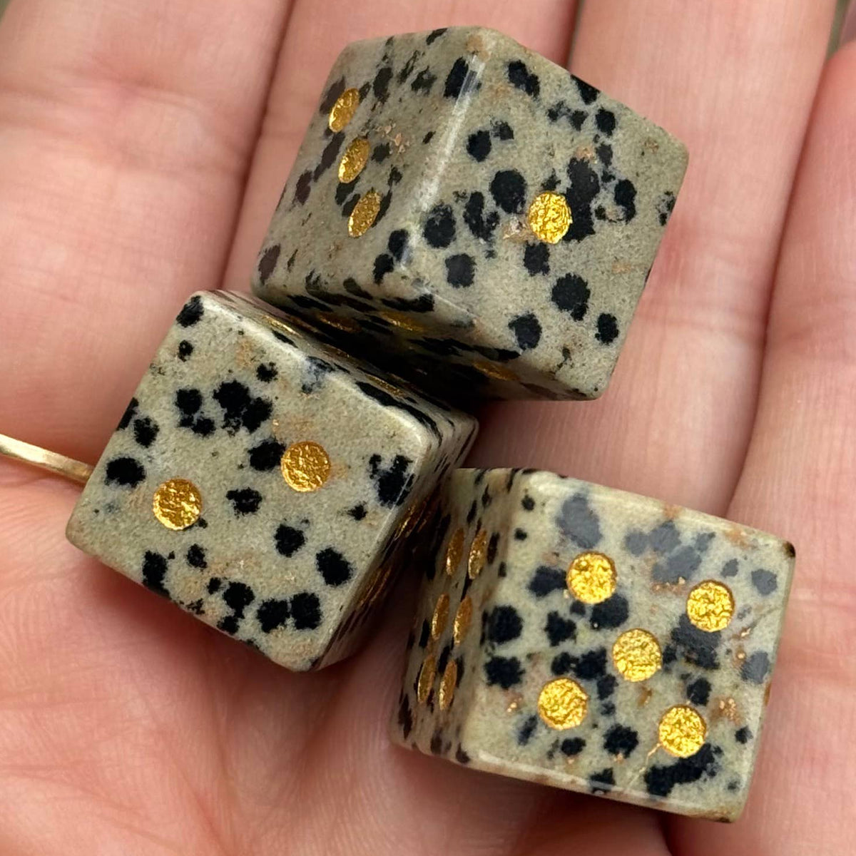 The Lillie Crystal Dice Set - Dalmatian Jasper