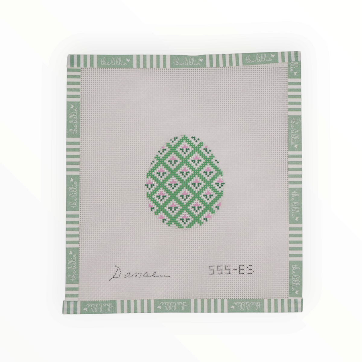 Danae Green Trellis Egg | Needlepoint Canvas