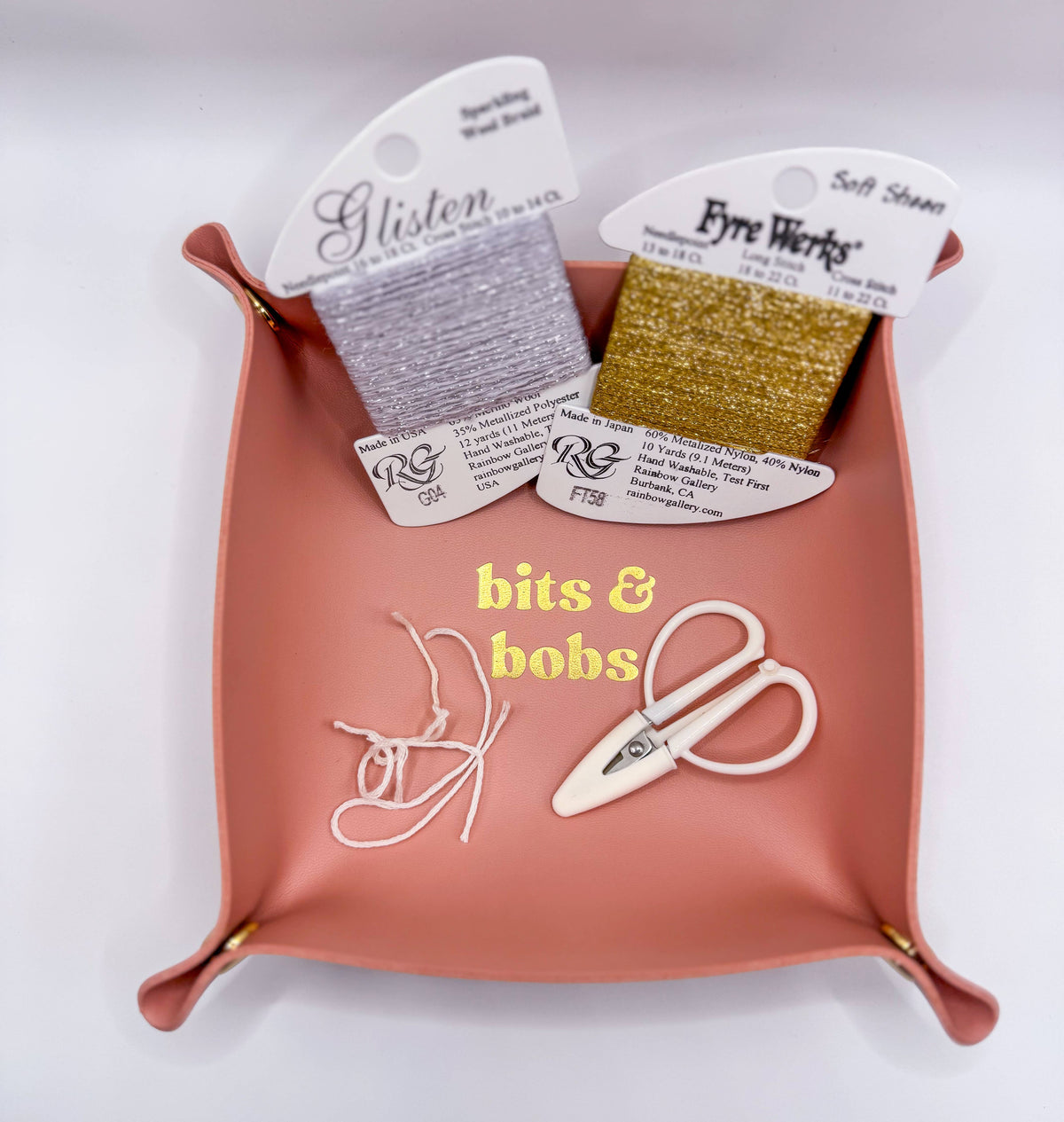 Pink Bits & Bobs Needlepoint Valet Tray | Snap Tray 