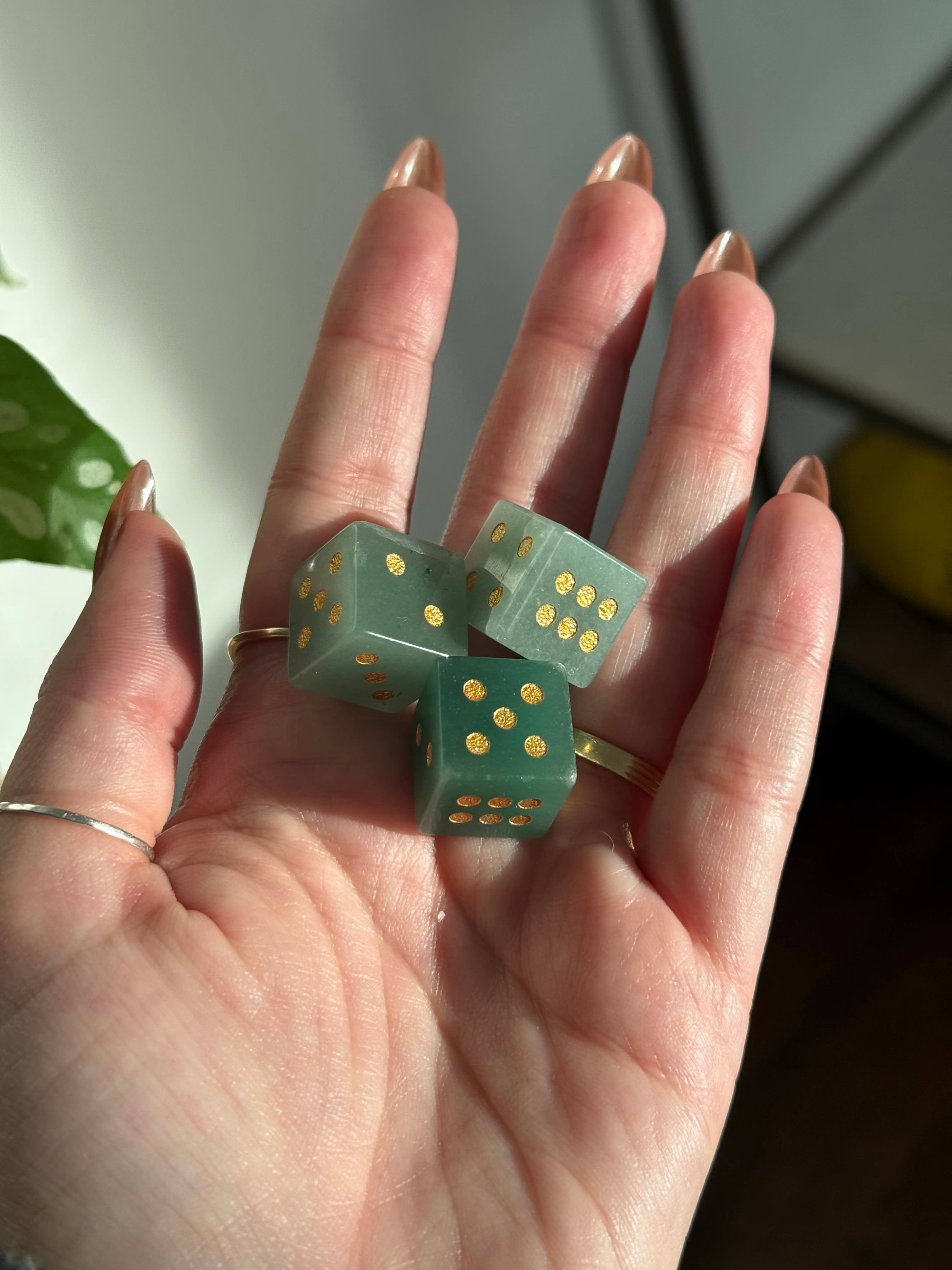 The Lillie Crystal Dice Set - Green Aventurine