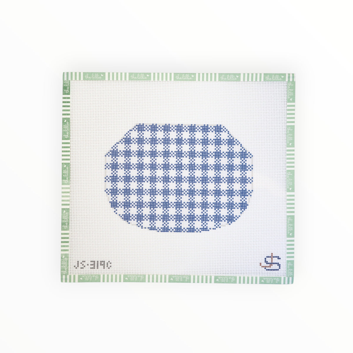 Gingham Kiss Lock Bag – Navy Blue | Needlepoint Canvas