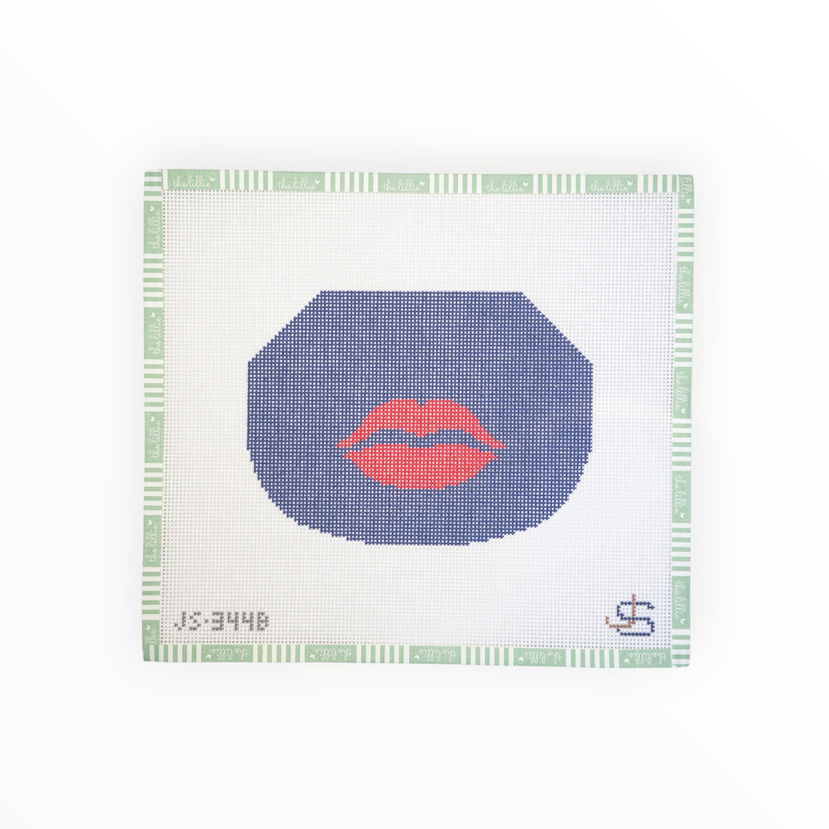 Lips Kiss Lock Bag – Red and Navy Blue | Needlepoint Canvas