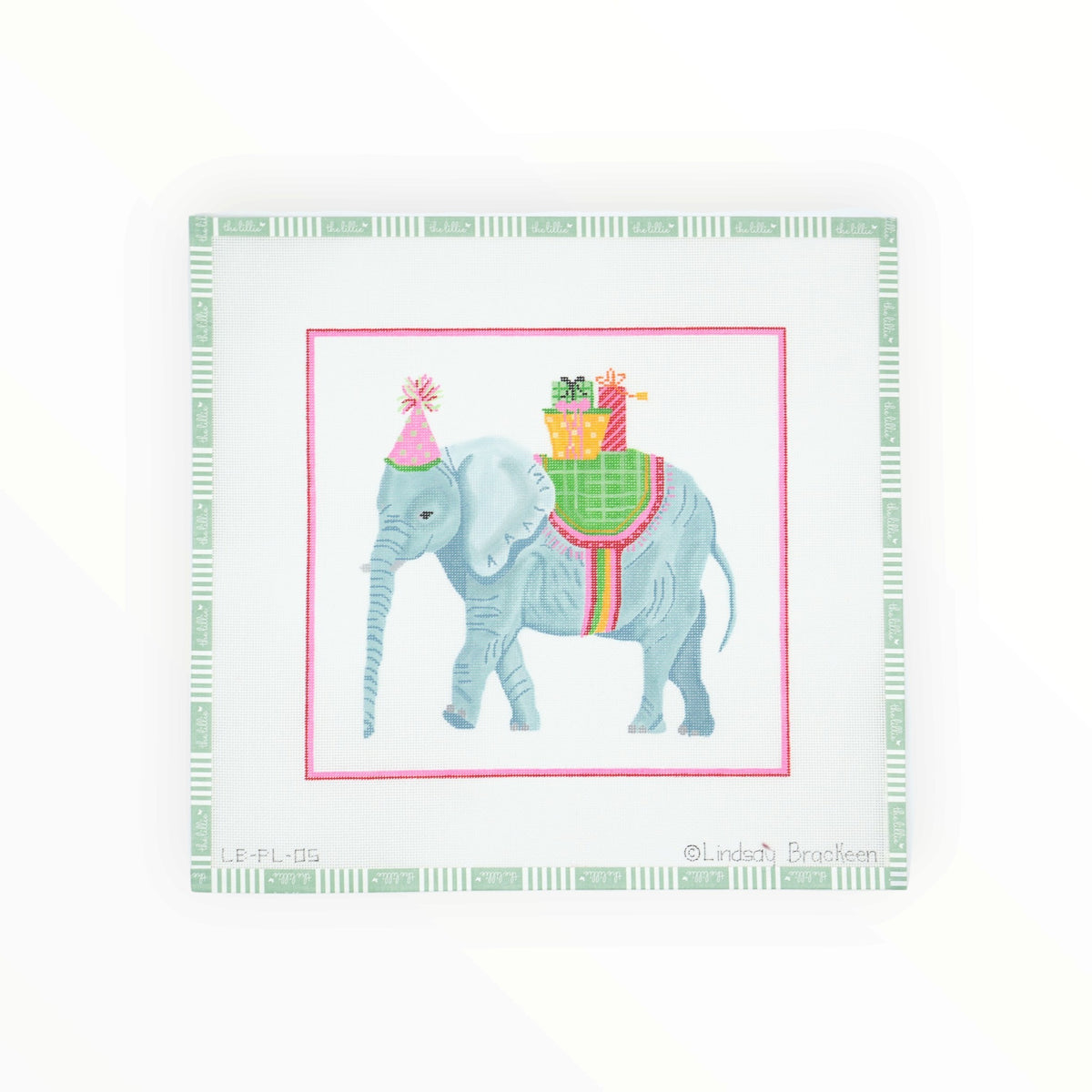 Party Animal Elephant w/ Gifts & Pink Party Hat | Needlepoint Canvas