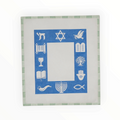 Picture Frame Judaic Symbols needlepoint canvas by Kate Dickerson, 18 mesh