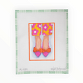 Pointy Flats with Bows needlepoint canvas by Kate Dickerson, 18 mesh