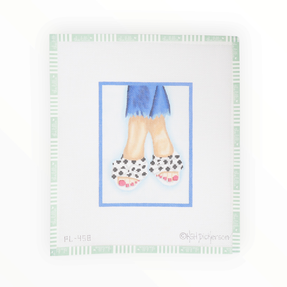 Polka Dot Open-toe Slides with Bows needlepoint canvas by Kate Dickerson, 18 mesh