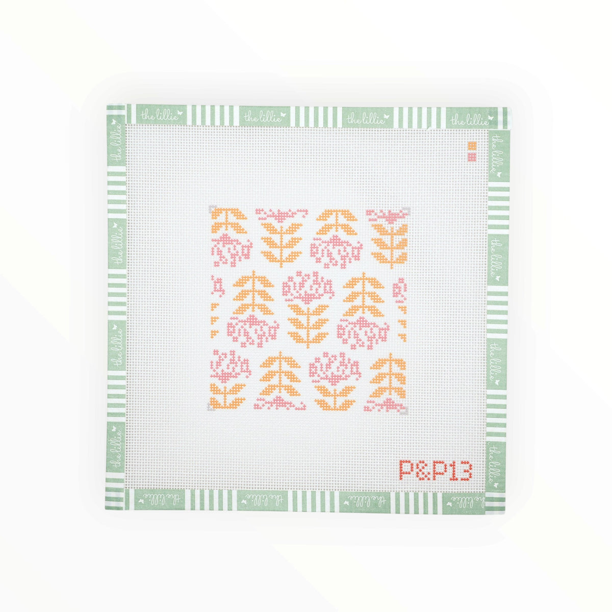 Blocked Begonia Coaster needlepoint canvas by Penny & Penny