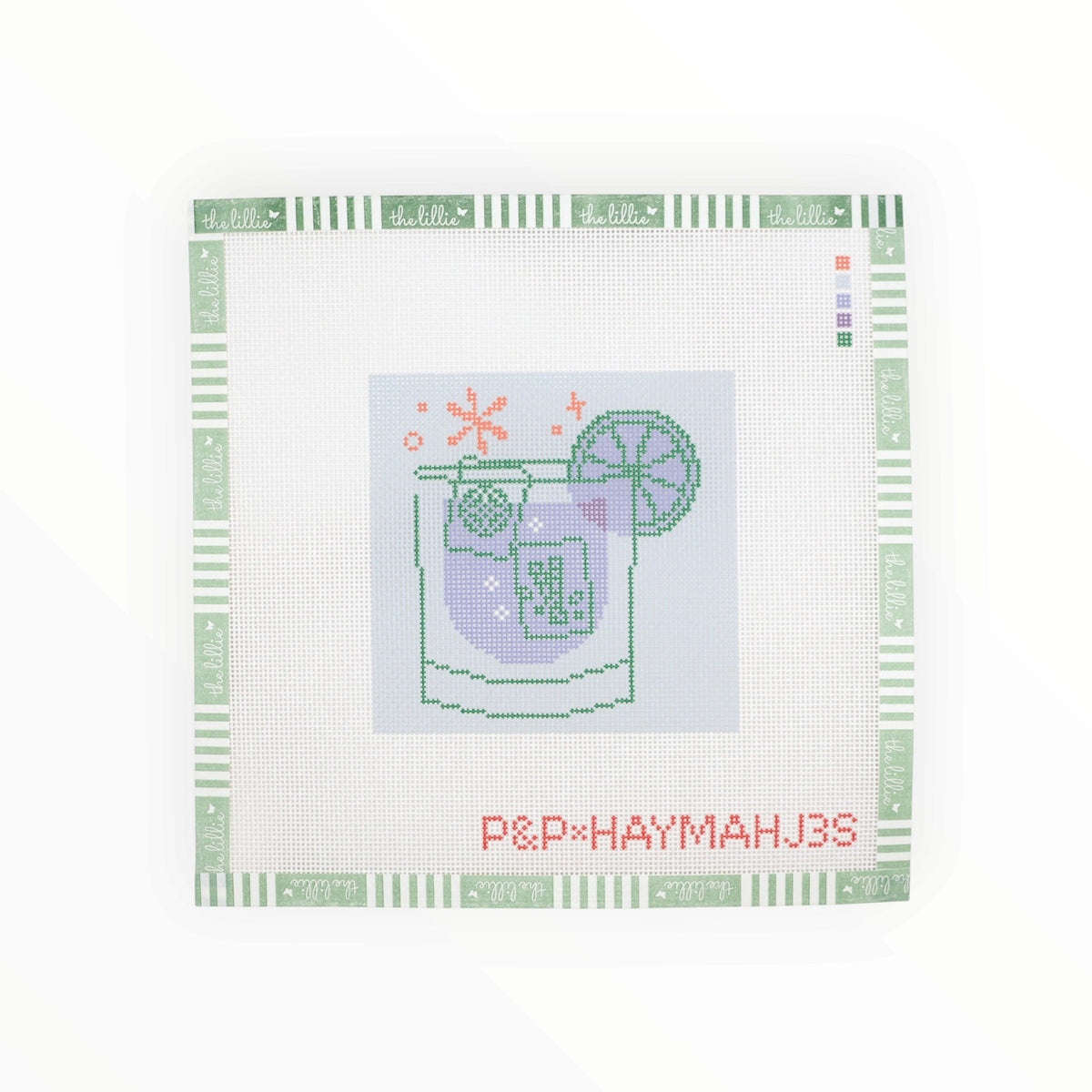 Blue Mahjong Cocktail Coaster needlepoint canvas by Penny & Penny