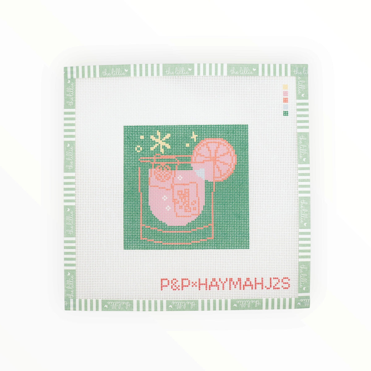 Green Mahjong Cocktail Coaster needlepoint canvas by Penny & Penny