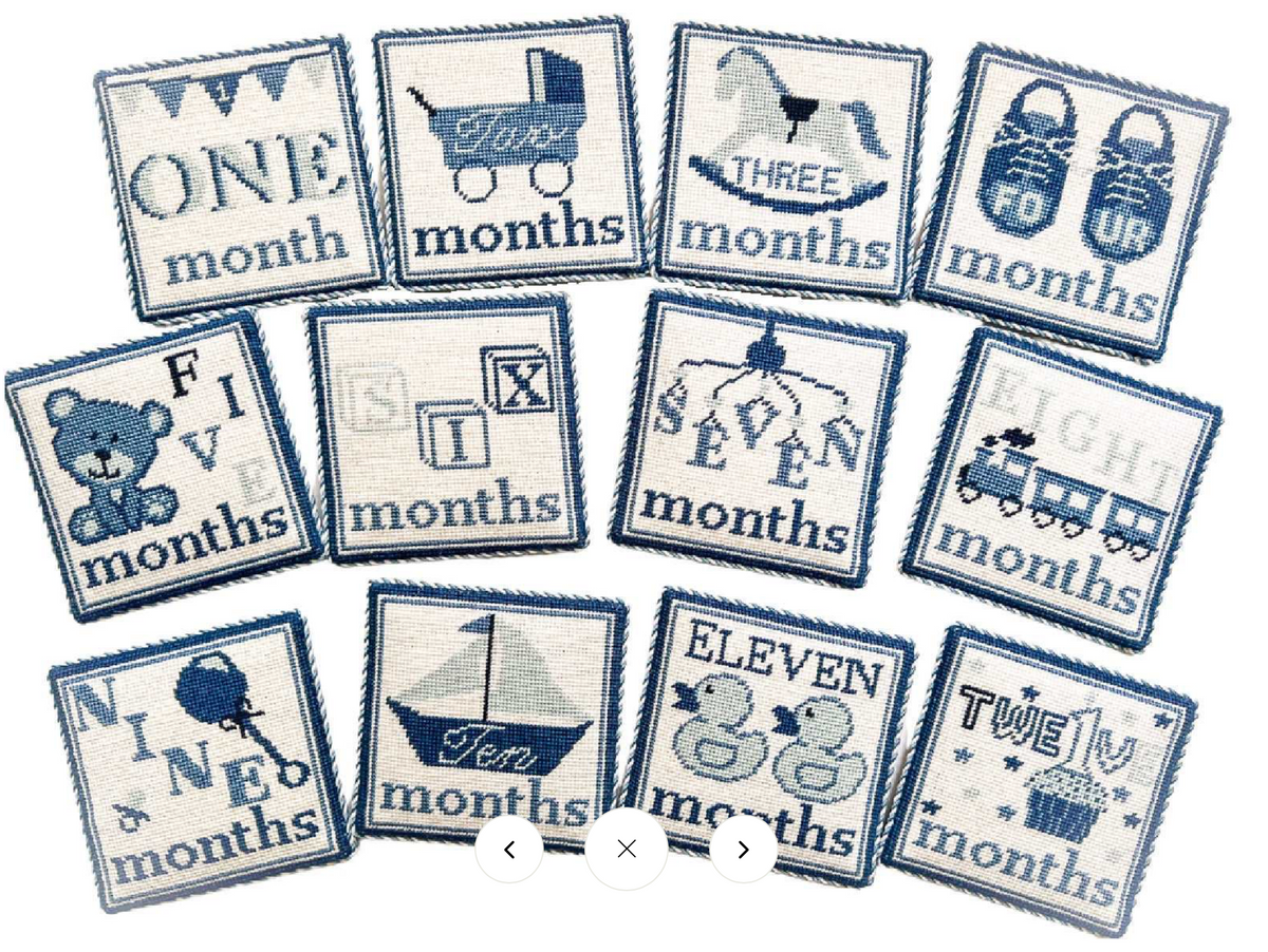 Monthly Milestone Cards – Blue | Needlepoint Canvas