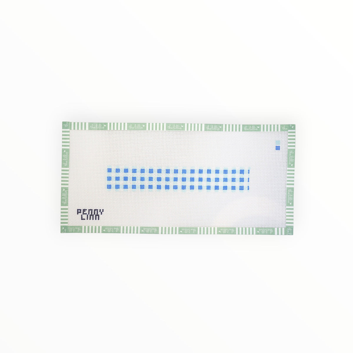 Large Gingham Key Fob - Blue | Needlepoint Canvas