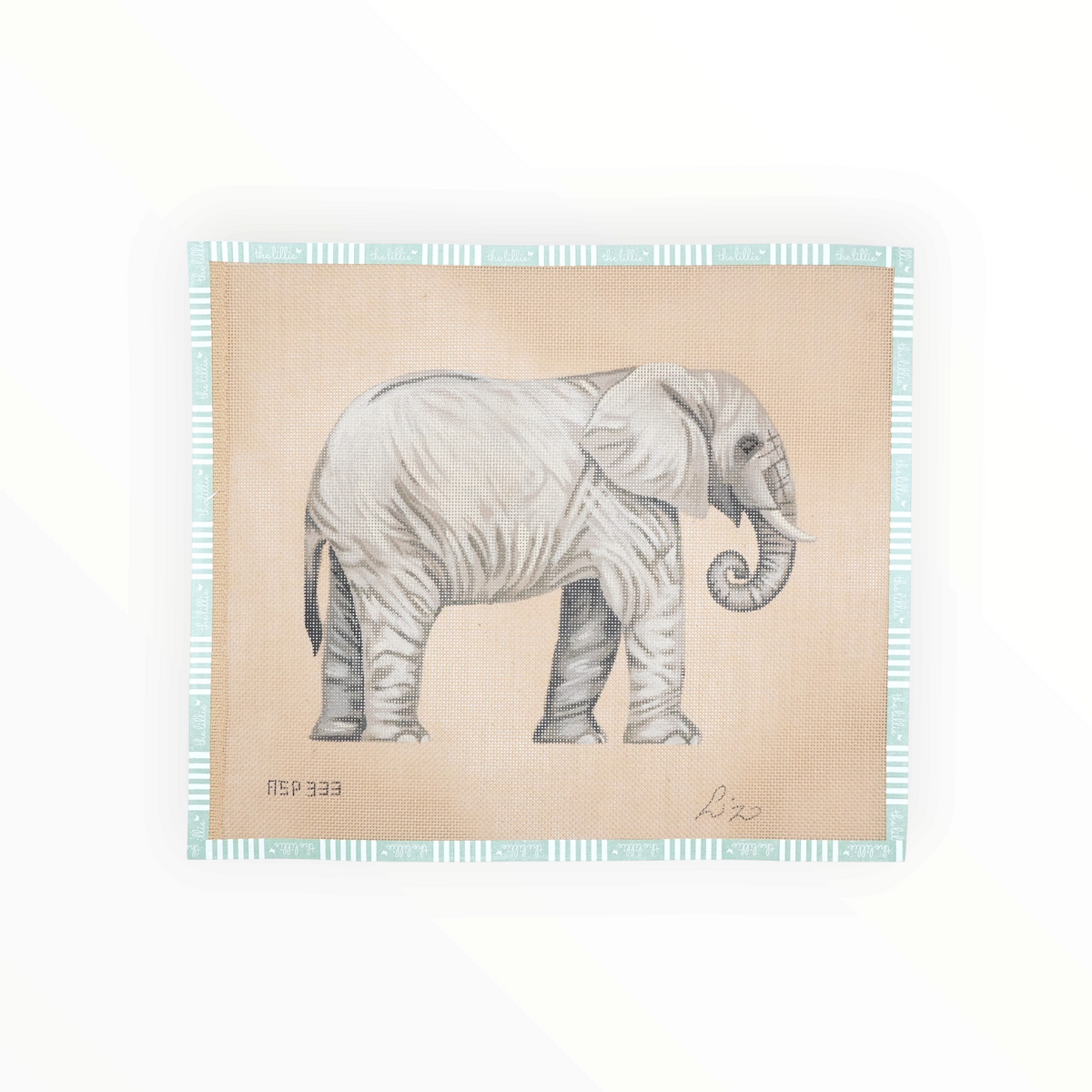 Elephant needlepoint canvas by Liz Goodrick-Dillon, 18 mesh