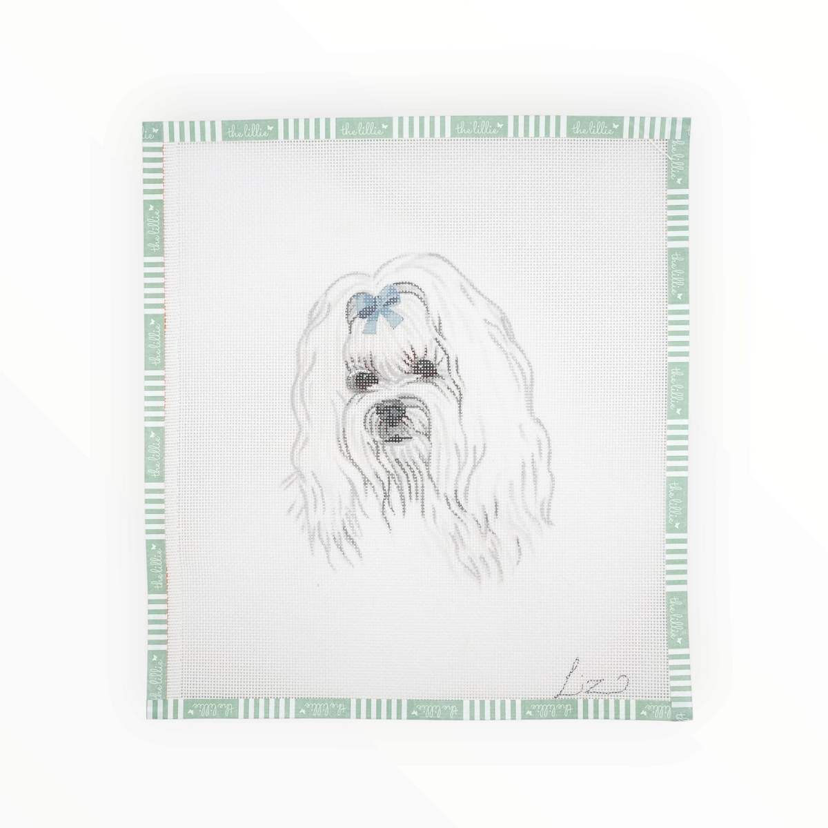 Maltese needlepoint canvas by Liz Goodrick-Dillon, 18 mesh