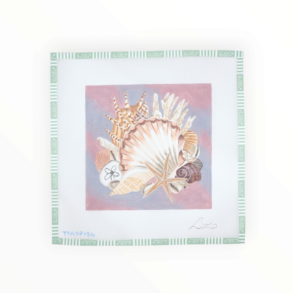 Seashells needlepoint canvas by Liz Goodrick-Dillon, 18 mesh