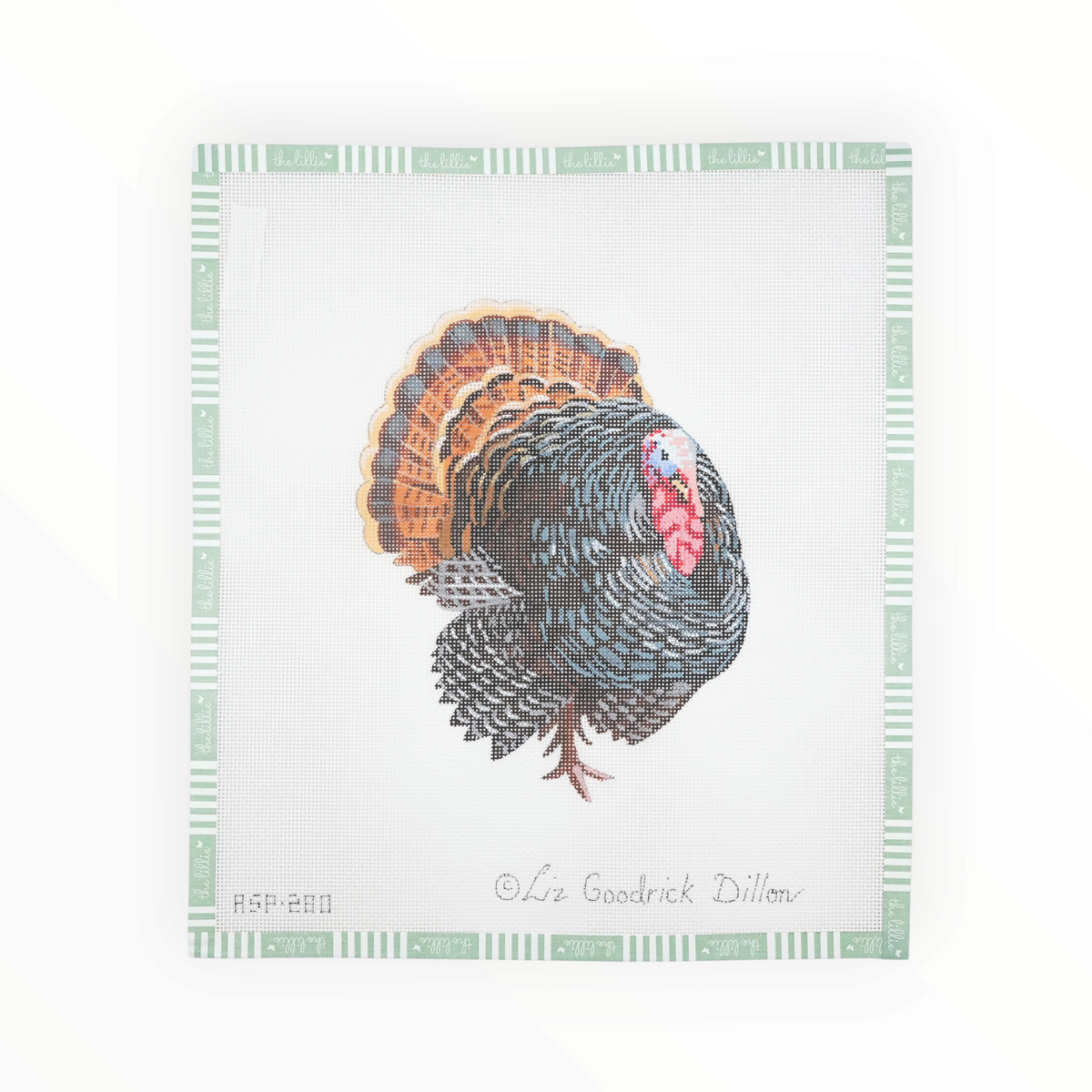 Turkey needlepoint canvas by Liz Goodrick-Dillon, 18 mesh