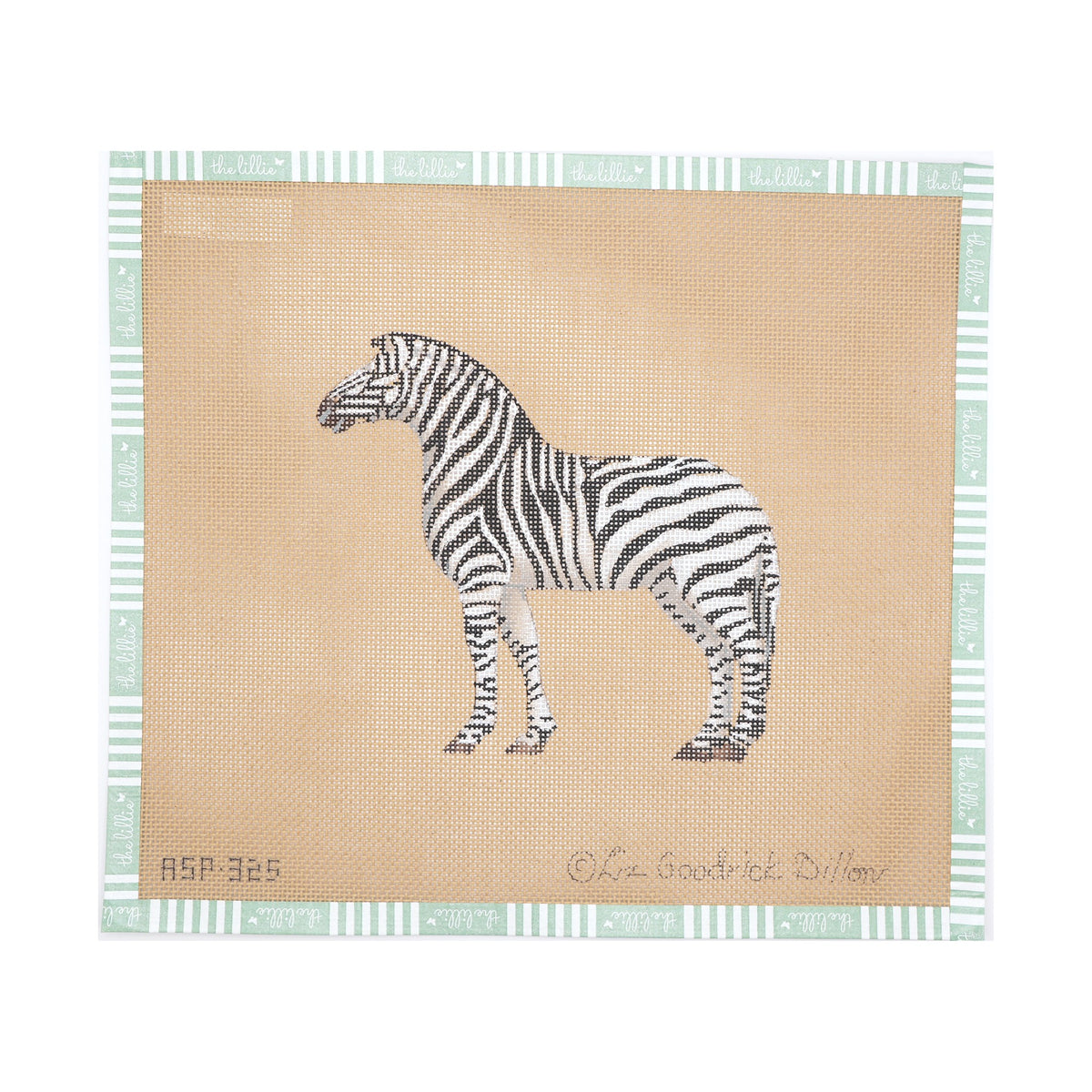 Zebra needlepoint canvas by Liz Goodrick-Dillon, 18 mesh